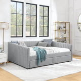 Upholstered Linen Daybed With Two Storage Drawers - Sleep Galleria