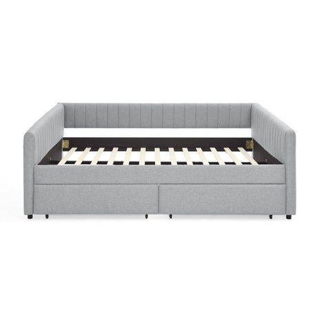 Upholstered Linen Daybed With Two Storage Drawers - Sleep Galleria