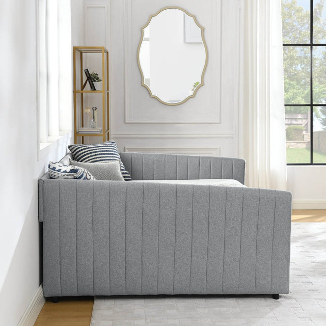 Upholstered Linen Daybed With Two Storage Drawers - Omega Lifestyles