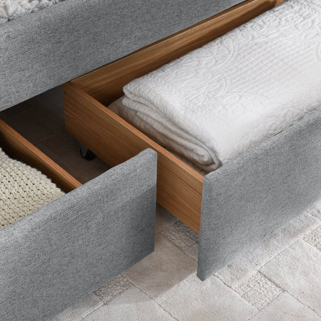 Upholstered Linen Daybed With Two Storage Drawers - Omega Lifestyles