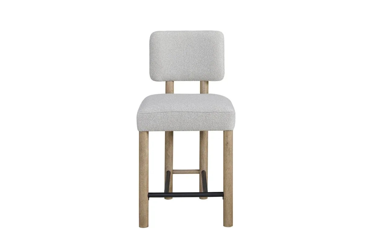 Upholstered Oak Counter Height Stool Set of 2 - Omega Lifestyles