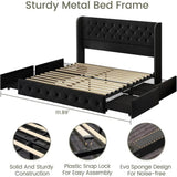 Velvet Upholstered Platform Bed Frame With Storage Drawers - Omega Lifestyles