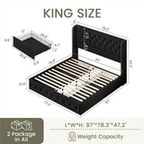 Velvet Upholstered Platform Bed Frame With Storage Drawers - Omega Lifestyles