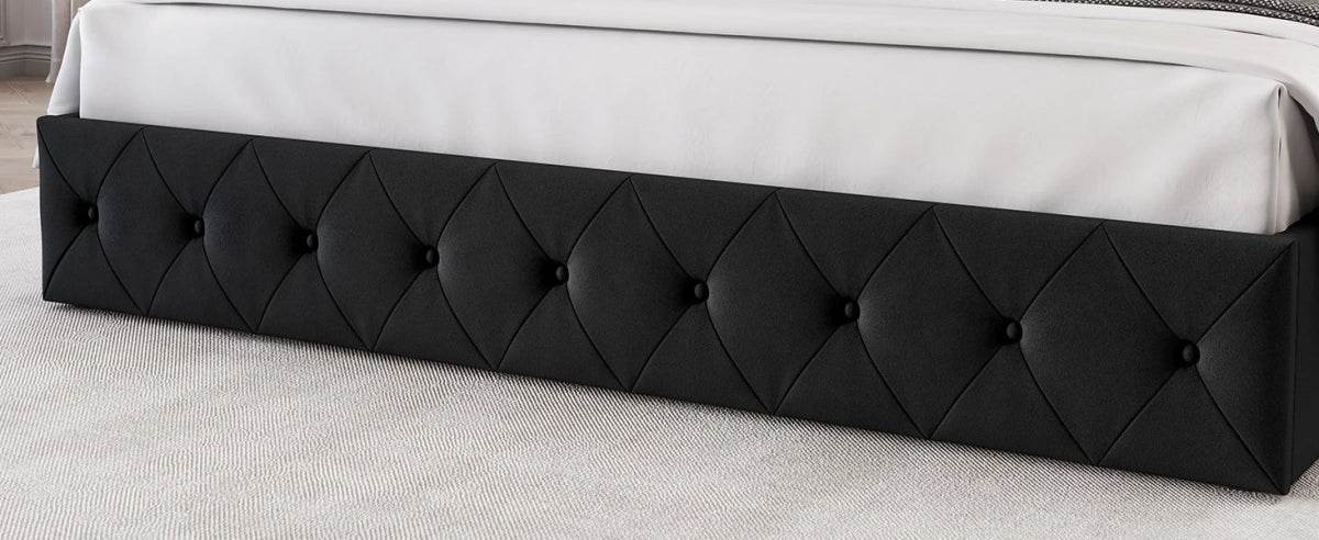 Velvet Upholstered Platform Bed Frame With Storage Drawers - Omega Lifestyles