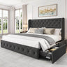 Velvet Upholstered Platform Bed Frame With Storage Drawers - Omega Lifestyles