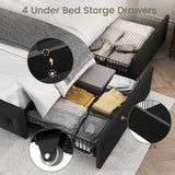 Velvet Upholstered Platform Bed Frame With Storage Drawers - Omega Lifestyles