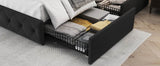 Velvet Upholstered Platform Bed Frame With Storage Drawers - Omega Lifestyles