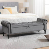 Velvet Upholstered Storage Bench - Omega Lifestyles
