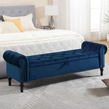 Velvet Upholstered Storage Bench - Omega Lifestyles