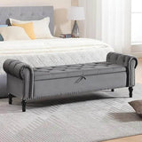 Velvet Upholstered Storage Bench - Omega Lifestyles
