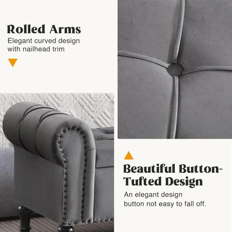 Velvet Upholstered Storage Bench - Omega Lifestyles