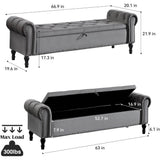 Velvet Upholstered Storage Bench - Omega Lifestyles