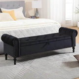 Velvet Upholstered Storage Bench - Omega Lifestyles