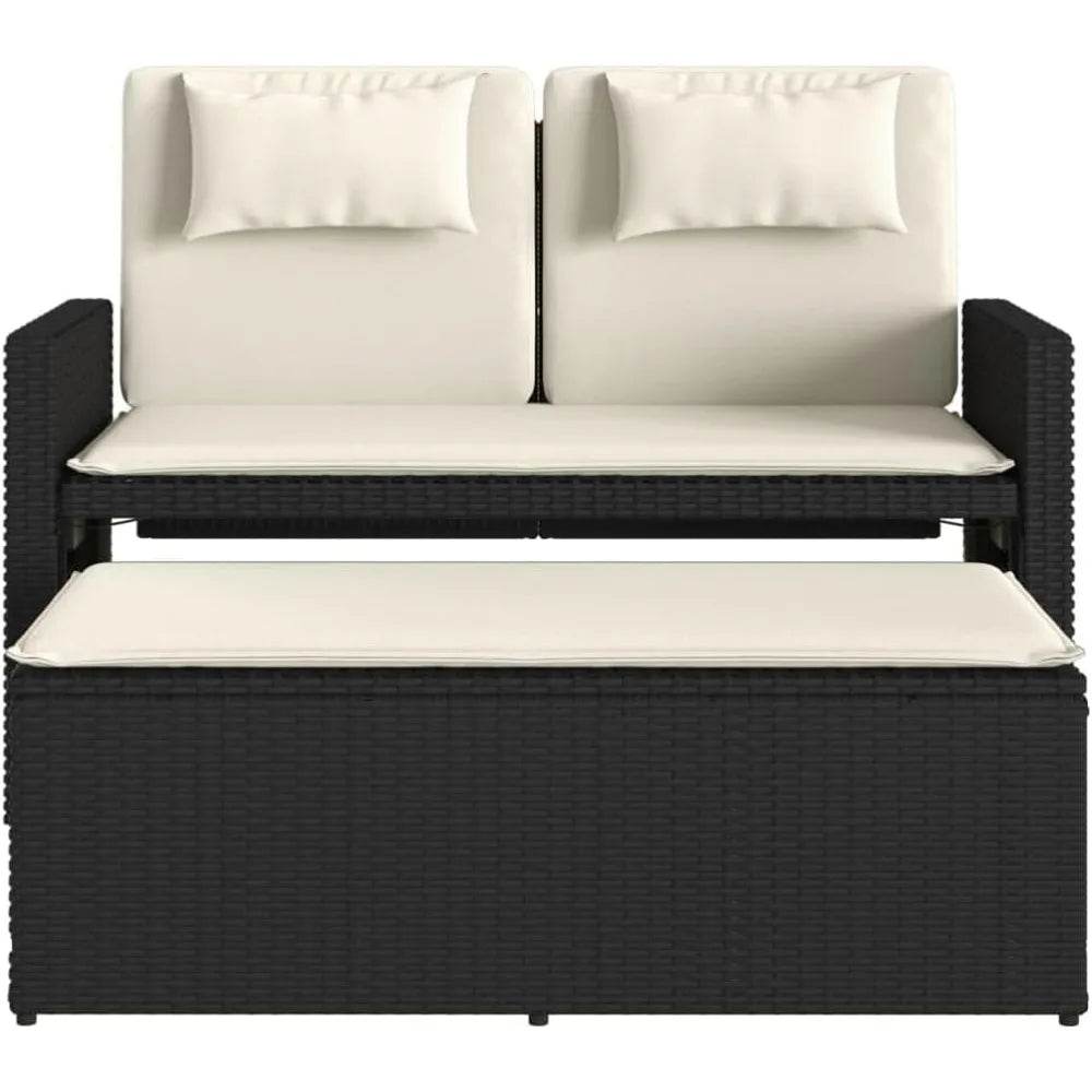 Versatile Adjustable Reclining PE Rattan Outdoor Patio Bench - Omega Lifestyles