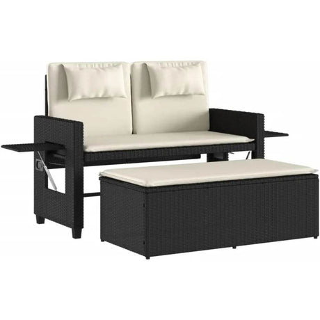 Versatile Adjustable Reclining PE Rattan Outdoor Patio Bench - Omega Lifestyles