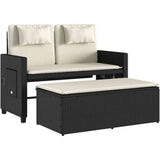 Versatile Adjustable Reclining PE Rattan Outdoor Patio Bench - Omega Lifestyles