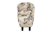 Vintage-Print Fabric Accent Chair With Ottoman Set - Omega Lifestyles