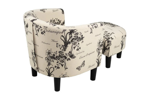 Vintage-Print Fabric Accent Chair With Ottoman Set - Omega Lifestyles