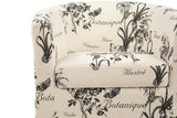 Vintage-Print Fabric Accent Chair With Ottoman Set - Omega Lifestyles