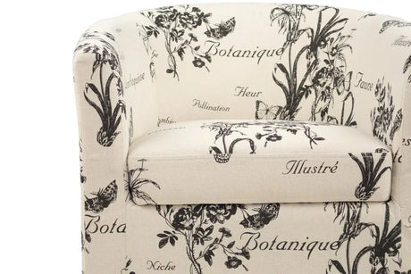 Vintage-Print Fabric Accent Chair With Ottoman Set - Omega Lifestyles