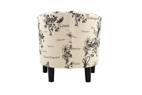 Vintage-Print Fabric Accent Chair With Ottoman Set - Omega Lifestyles