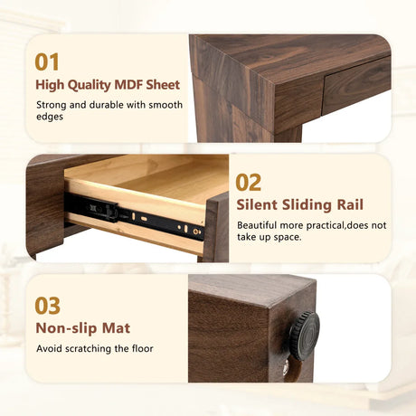 Walnut Grain MDF Bar Table With Storage Drawers - Omega Lifestyles
