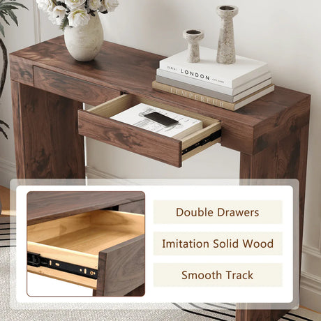 Walnut Grain MDF Bar Table With Storage Drawers - Omega Lifestyles