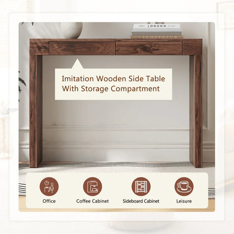 Walnut Grain MDF Bar Table With Storage Drawers - Omega Lifestyles