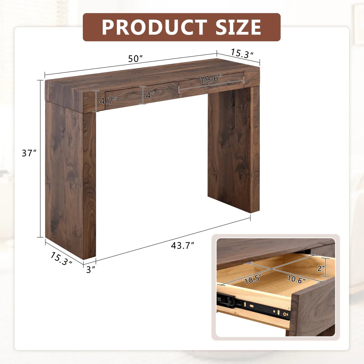 Walnut Grain MDF Bar Table With Storage Drawers - Omega Lifestyles