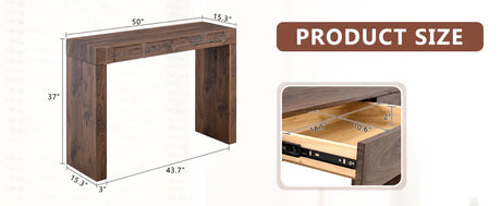 Walnut Grain MDF Bar Table With Storage Drawers - Omega Lifestyles