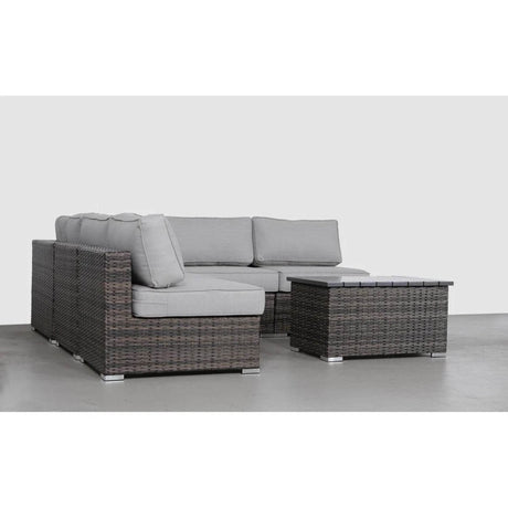Weather - Resistant Brown Wicker Outdoor 7 - Piece Patio Sectional Set - Driftwood - Omega Lifestyles