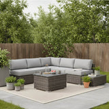 Weather - Resistant Brown Wicker Outdoor 7 - Piece Patio Sectional Set - Driftwood - Omega Lifestyles