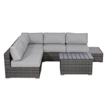 Weather - Resistant Brown Wicker Outdoor 7 - Piece Patio Sectional Set - Driftwood - Omega Lifestyles