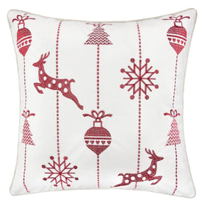 White 20x20 Embroidered Polyester Christmas Throw Pillow - Omega Lifestyles