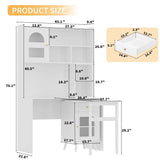 White Computer Desk With 90-Degree Rotating Desktop and Storage - Omega Lifestyles