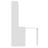 White Computer Desk With 90-Degree Rotating Desktop and Storage - Omega Lifestyles