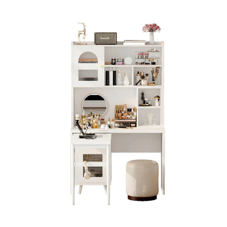 White Computer Desk With 90-Degree Rotating Desktop and Storage - Omega Lifestyles