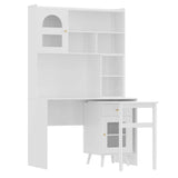 White Computer Desk With 90-Degree Rotating Desktop and Storage - Omega Lifestyles