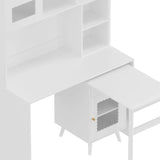 White Computer Desk With 90-Degree Rotating Desktop and Storage - Omega Lifestyles
