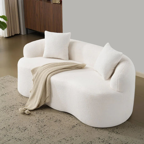 White Curved Minimalist Foam Spring Loveseat Sofa - Omega Lifestyles