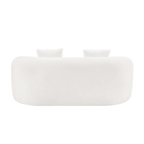 White Curved Minimalist Foam Spring Loveseat Sofa - Omega Lifestyles