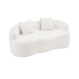 White Curved Minimalist Foam Spring Loveseat Sofa - Omega Lifestyles