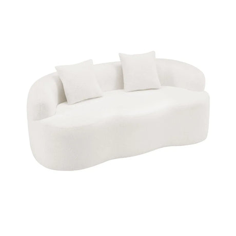 White Curved Minimalist Foam Spring Loveseat Sofa - Omega Lifestyles