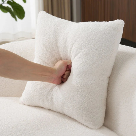 White Curved Minimalist Foam Spring Loveseat Sofa - Omega Lifestyles