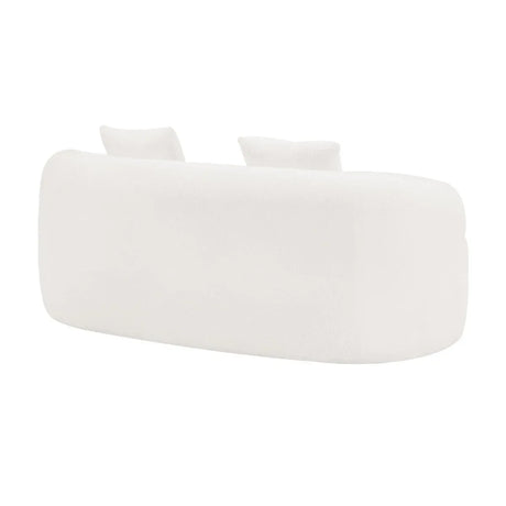 White Curved Minimalist Foam Spring Loveseat Sofa - Omega Lifestyles