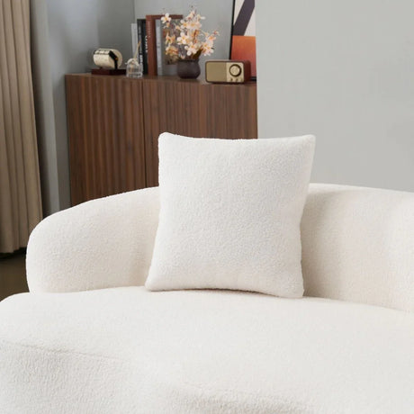White Curved Minimalist Foam Spring Loveseat Sofa - Omega Lifestyles