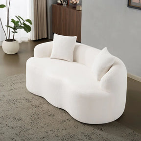 White Curved Minimalist Foam Spring Loveseat Sofa - Omega Lifestyles