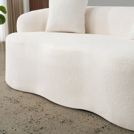 White Curved Minimalist Foam Spring Loveseat Sofa - Omega Lifestyles
