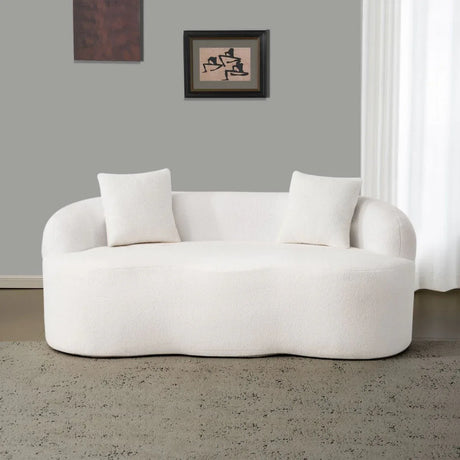 White Curved Minimalist Foam Spring Loveseat Sofa - Omega Lifestyles