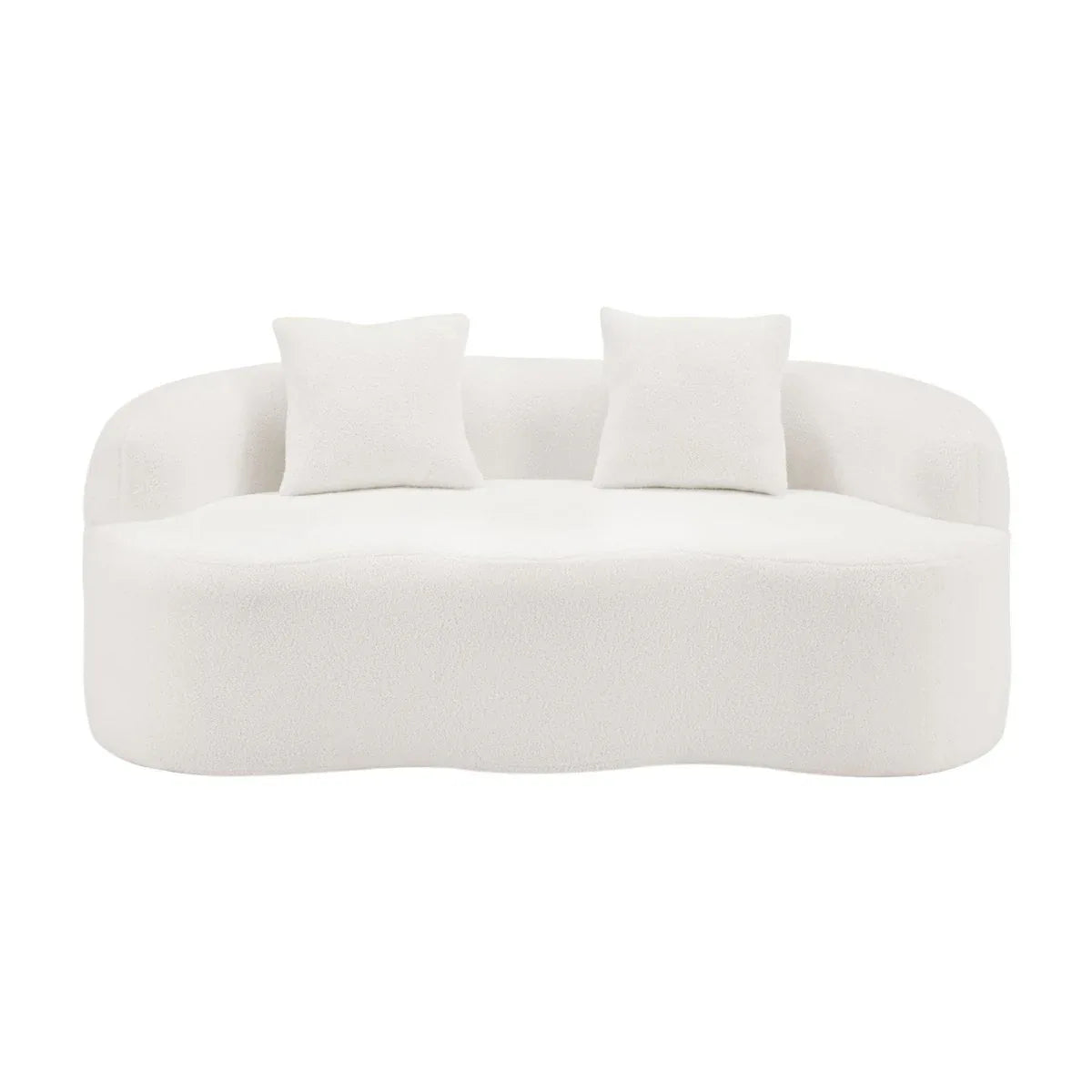 White Curved Minimalist Foam Spring Loveseat Sofa - Omega Lifestyles